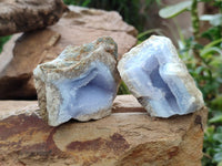 Natural Blue Lace Agate Geode Specimens x 20 From Nsanje, Malawi