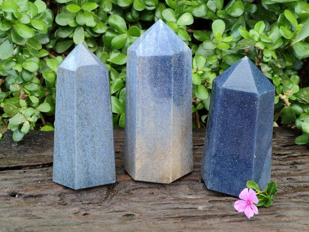 Polished Lazulite Points x 3 From Madagascar - Toprock Gemstones and Minerals 