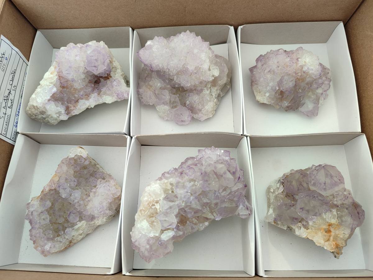Natural Amethyst Spirit Quartz Clusters x 6 From Boekenhouthoek, South Africa - Toprock Gemstones and Minerals 