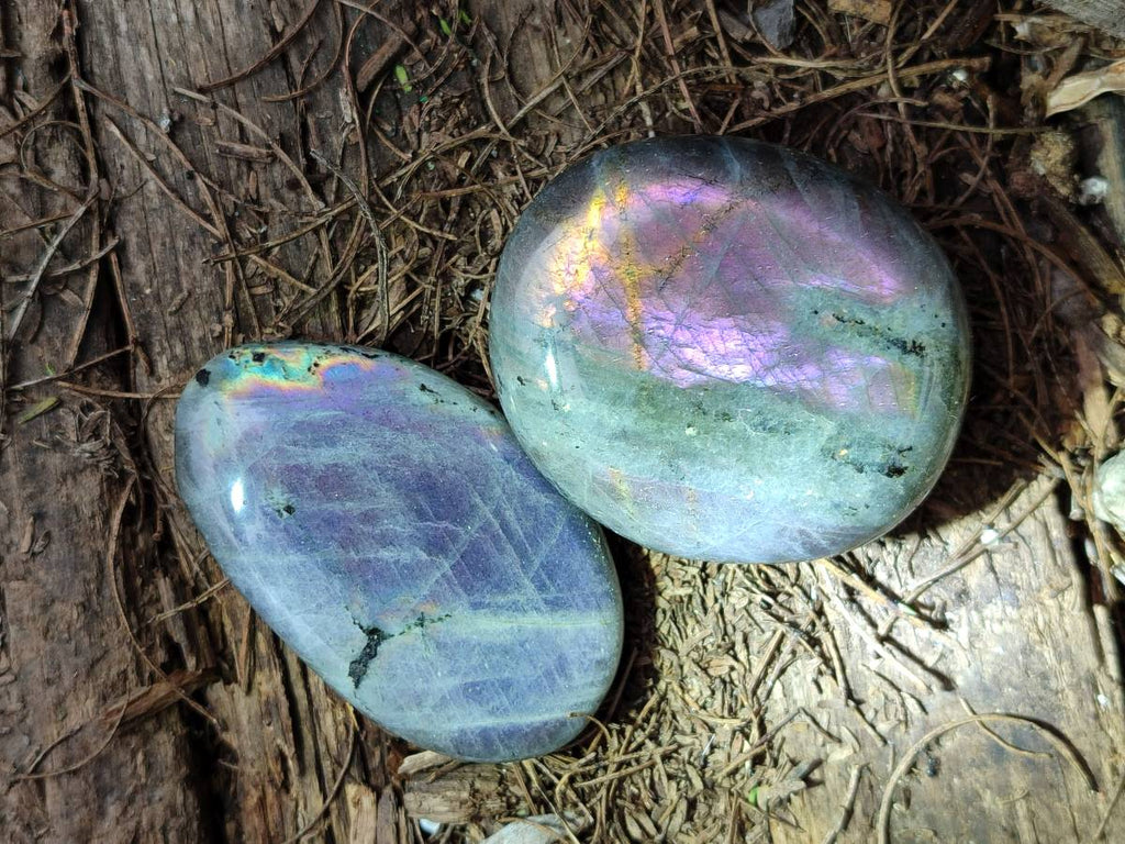 Polished Purple Flash Labradorite Galets x 12 From Tulear, Madagascar - Toprock Gemstones and Minerals 