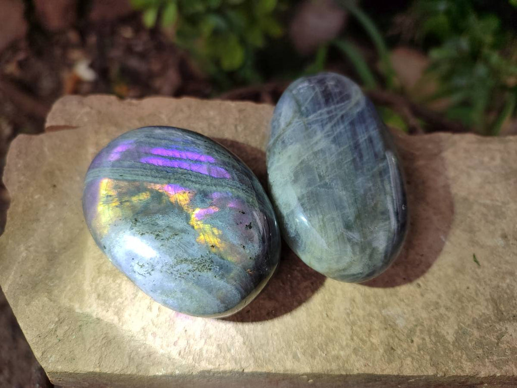Polished Purple Flash Labradorite Galets x 12 From Tulear, Madagascar - Toprock Gemstones and Minerals 