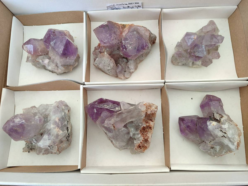Natural Jacaranda Amethyst Quartz Clusters x 6 From Mumbwa, Zambia - Toprock Gemstones and Minerals 