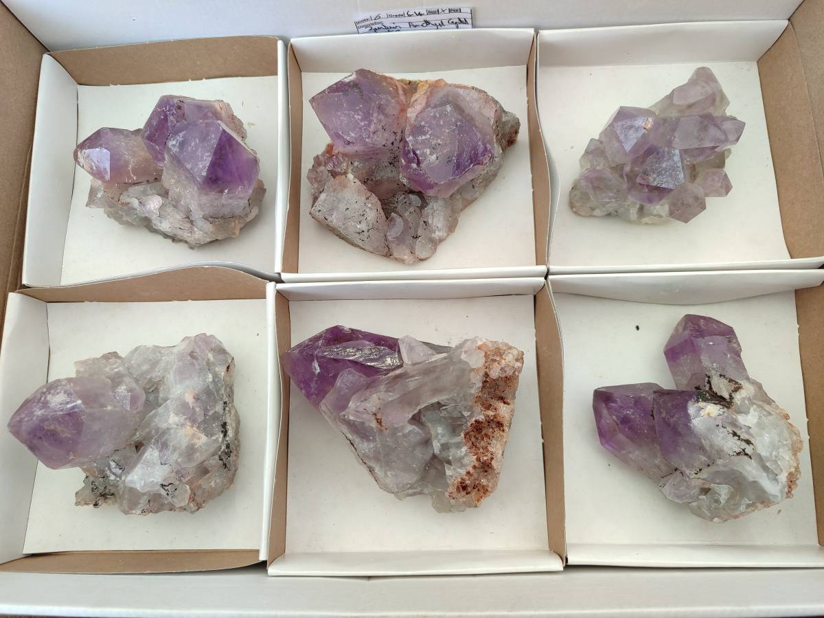 Natural Jacaranda Amethyst Quartz Clusters x 6 From Mumbwa, Zambia - Toprock Gemstones and Minerals 