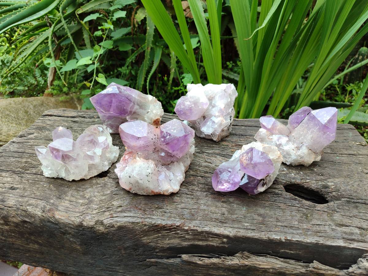 Natural Jacaranda Amethyst Quartz Clusters x 6 From Mumbwa, Zambia - Toprock Gemstones and Minerals 