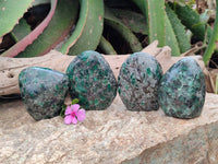 Polished Emerald Mica 'Mutokolite' Standing Free Forms x 4 From Mutoko, Zimbabwe