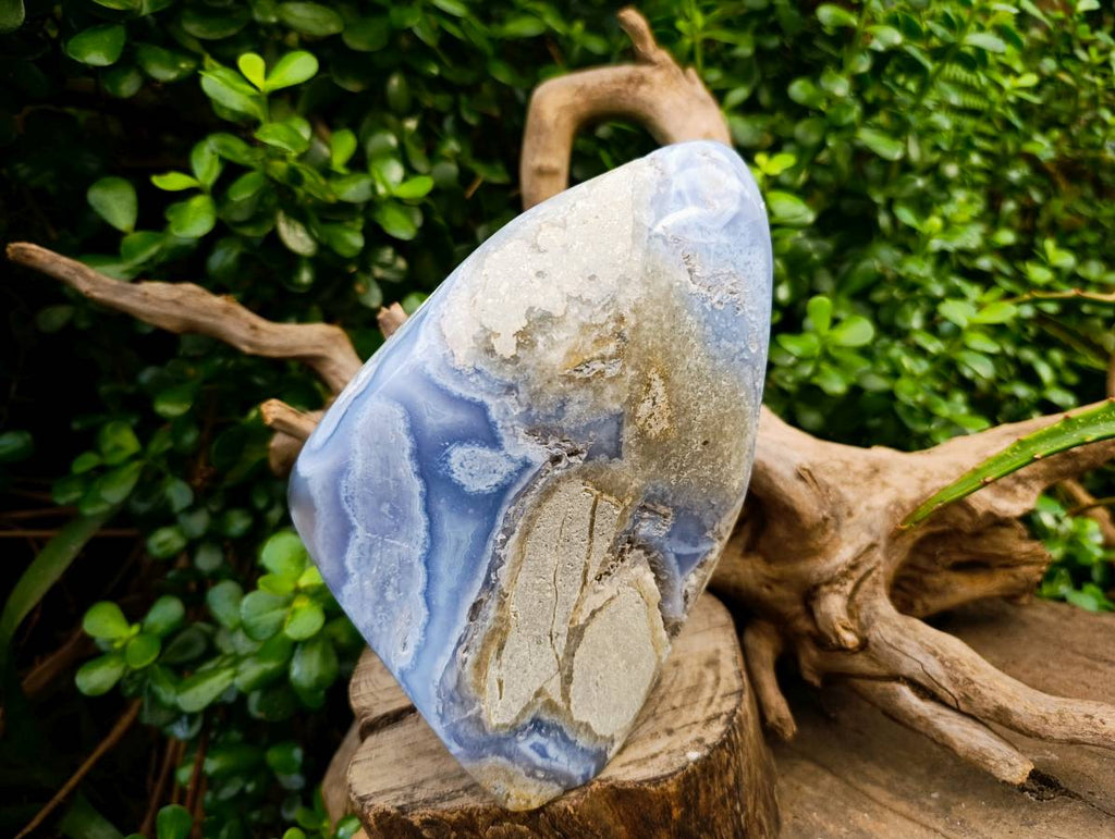 Polished Blue Lace Agate Standing Free Form x 1 From Nsanje, Malawi - Toprock Gemstones and Minerals 