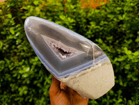 Polished Blue Lace Agate Standing Free Form x 1 From Nsanje, Malawi