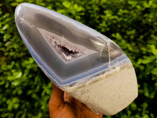 Polished Blue Lace Agate Standing Free Form x 1 From Nsanje, Malawi