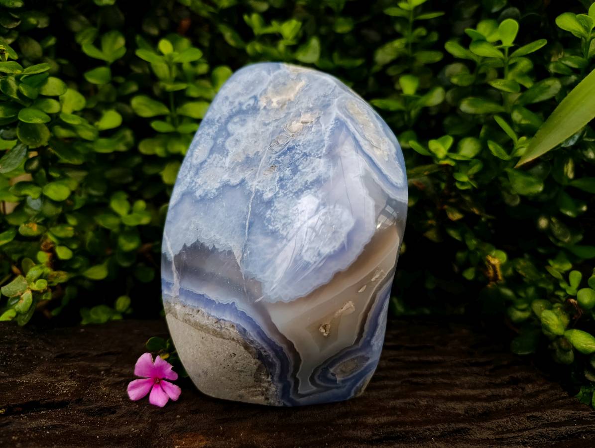 Polished Blue Lace Agate Standing Free Form x 1 From Nsanje, Malawi - Toprock Gemstones and Minerals 