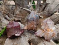 Natural Red Phantom Hematoid Quartz Crystals x 12 From Karoi, Zimbabwe