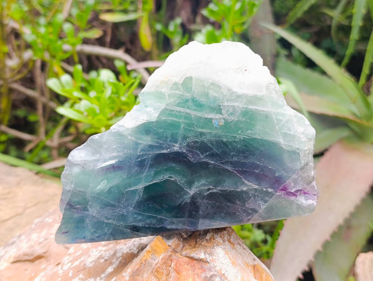 Polished On One Side Watermelon Fluorite Slices x 2 From Uis, Namibia - Toprock Gemstones and Minerals 