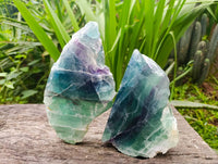 Polished On One Side Watermelon Fluorite Slices x 2 From Uis, Namibia