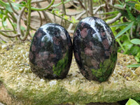 Polished Blue Speck Iolite Water Sapphire Standing Free Forms x 3 From Ambatofinandrahana, Madagascar