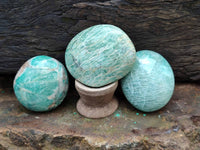 Polished Amazonite Palm Stones x 24 From Madagascar