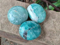 Polished Amazonite Palm Stones x 24 From Madagascar