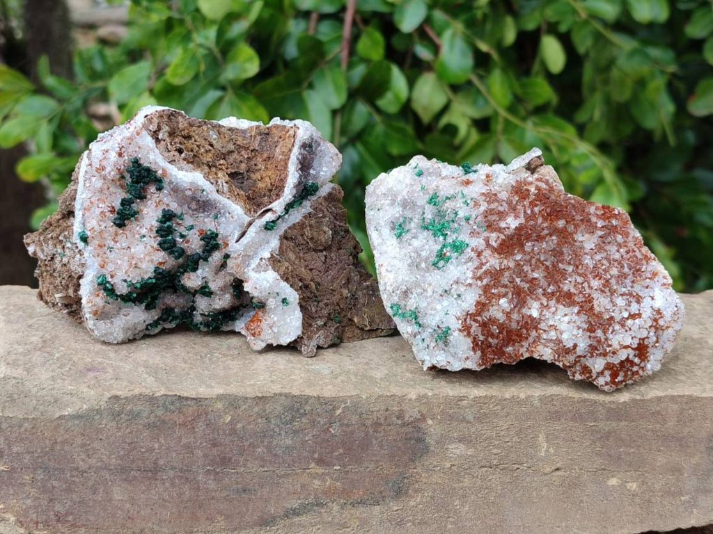 Natural Crystalline Ball Malachite and Quartz On Dolomite Matrix Specimens x 3 From Mindingi Mine, Kambove, Congo - Toprock Gemstones and Minerals 
