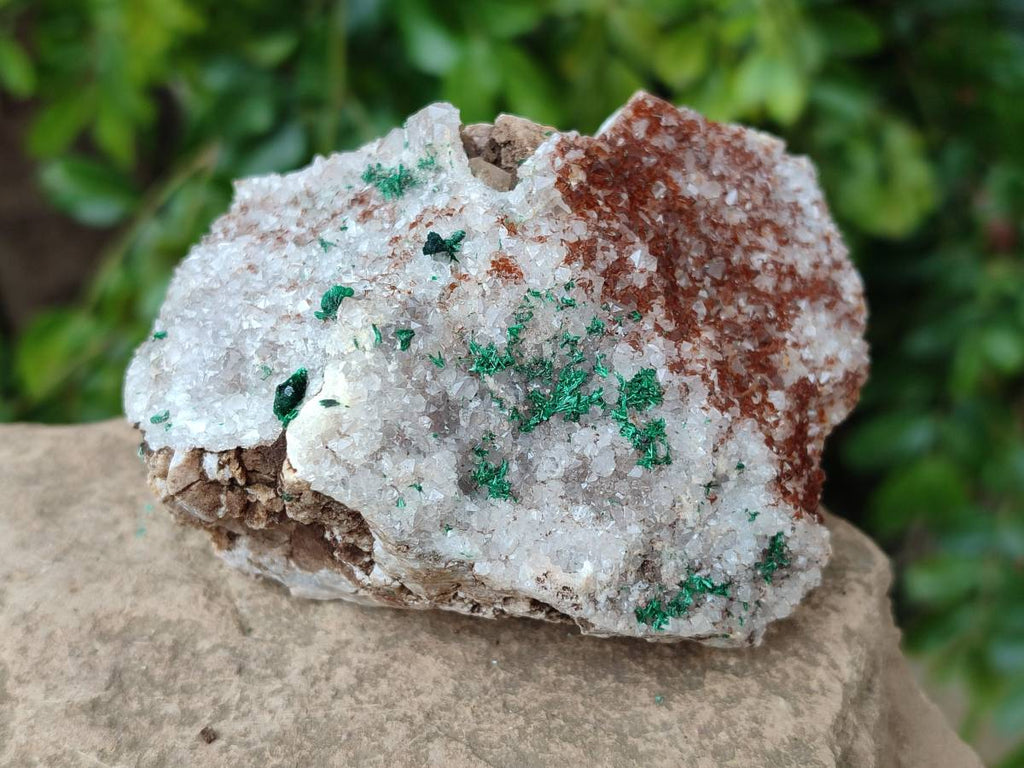 Natural Crystalline Ball Malachite and Quartz On Dolomite Matrix Specimens x 3 From Mindingi Mine, Kambove, Congo - Toprock Gemstones and Minerals 