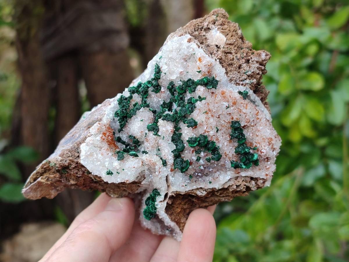 Natural Crystalline Ball Malachite and Quartz On Dolomite Matrix Specimens x 3 From Mindingi Mine, Kambove, Congo - Toprock Gemstones and Minerals 