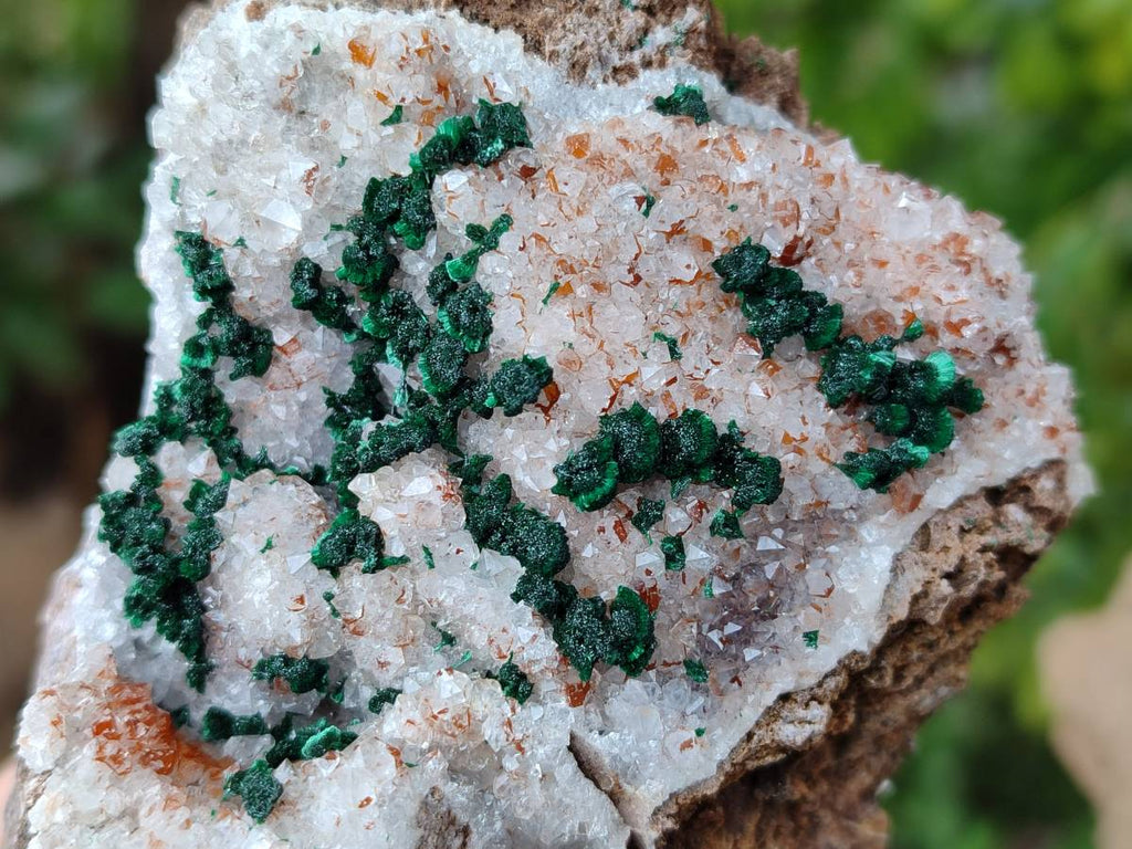 Natural Crystalline Ball Malachite and Quartz On Dolomite Matrix Specimens x 3 From Mindingi Mine, Kambove, Congo - Toprock Gemstones and Minerals 
