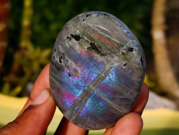 Polished Purple Flash Labradorite Galets x 12 From Tulear, Madagascar - Toprock Gemstones and Minerals 