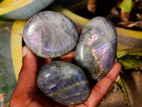 Polished Purple Flash Labradorite Galets x 12 From Tulear, Madagascar - Toprock Gemstones and Minerals 