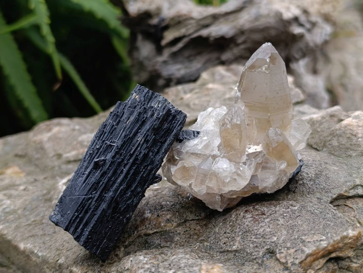 Natural Schorl Black Tourmaline Specimens x 6 From Erongo, Namibia - Toprock Gemstones and Minerals 