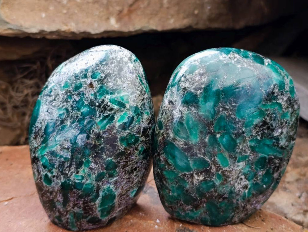 Polished Emerald Mica 'Mutokolite' Standing Free Forms x 4 From Mutoko, Zimbabwe - Toprock Gemstones and Minerals 