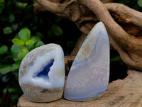 Polished Blue Lace Agate Standing Free Forms x 7 From Nsanje, Malawi