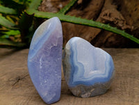 Polished Blue Lace Agate Standing Free Forms x 7 From Nsanje, Malawi