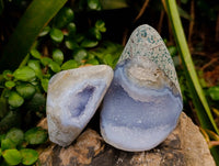Polished Blue Lace Agate Standing Free Forms x 7 From Nsanje, Malawi