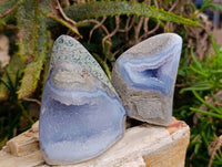 Polished Blue Lace Agate Standing Free Forms x 7 From Nsanje, Malawi