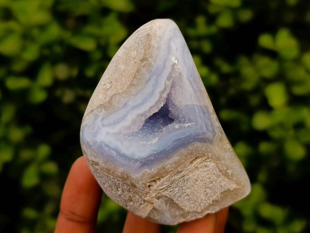 Polished Blue Lace Agate Standing Free Forms x 7 From Nsanje, Malawi - Toprock Gemstones and Minerals 