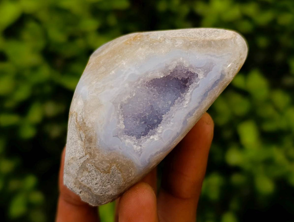 Polished Blue Lace Agate Standing Free Forms x 7 From Nsanje, Malawi - Toprock Gemstones and Minerals 