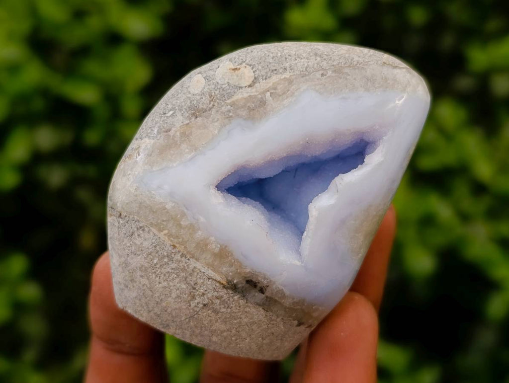 Polished Blue Lace Agate Standing Free Forms x 7 From Nsanje, Malawi - Toprock Gemstones and Minerals 