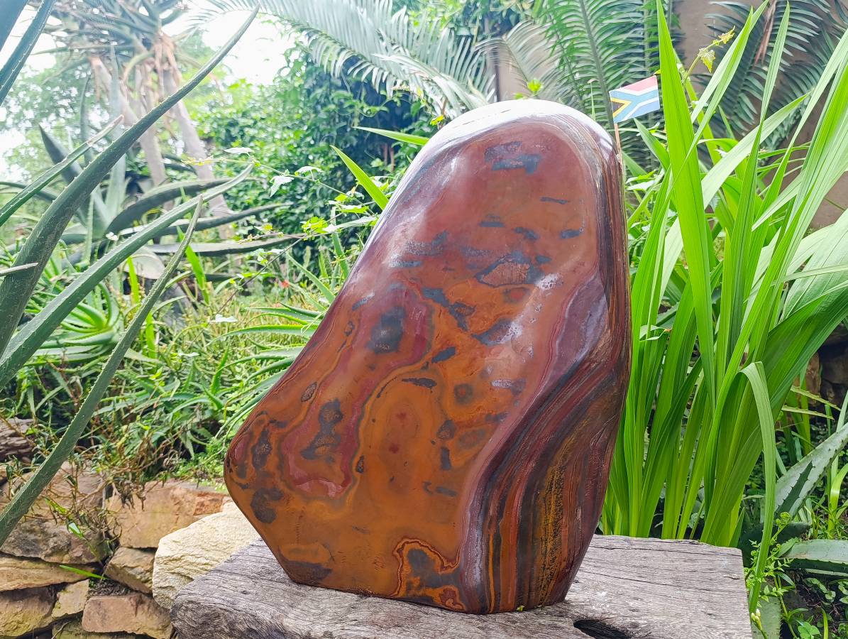 Polished XXL Banded Iron Stone Standing Free Form x 1 From South Africa - Toprock Gemstones and Minerals 