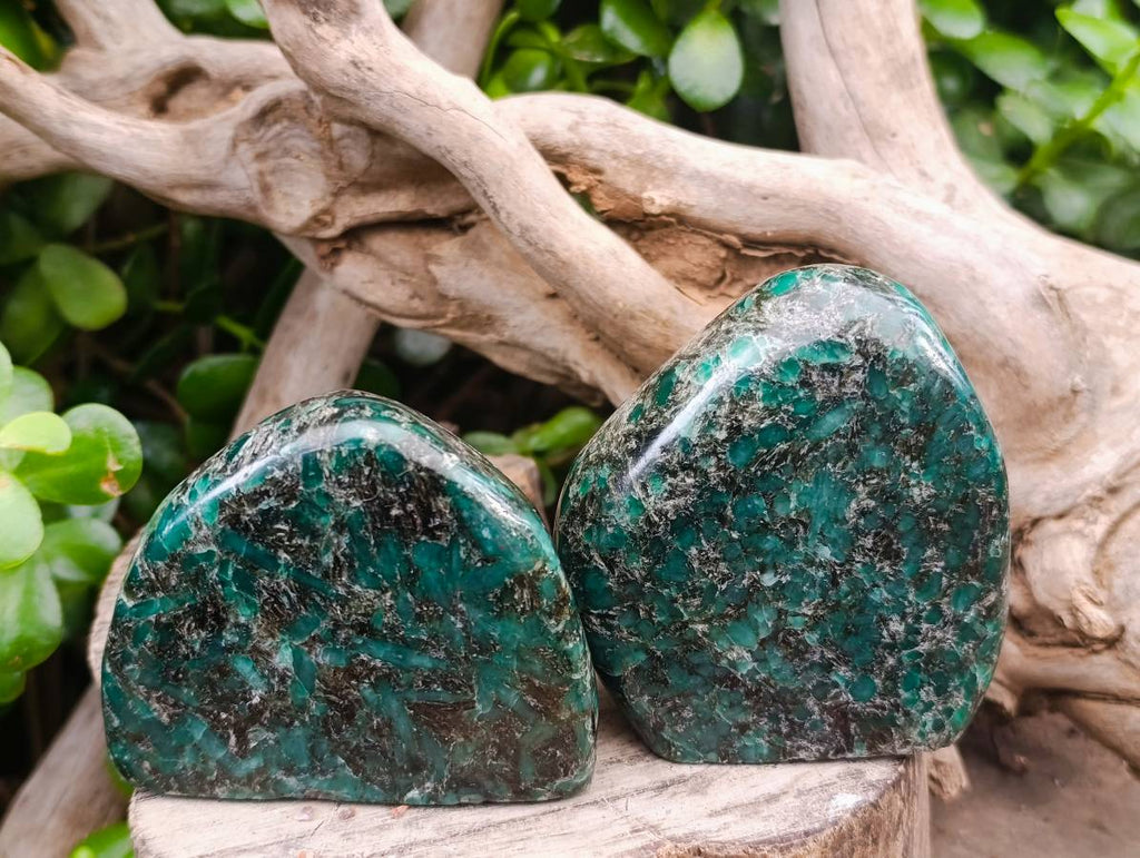 Polished Emerald Mica 'Mutokolite' Standing Free Forms x 4 From Mutoko, Zimbabwe - Toprock Gemstones and Minerals 