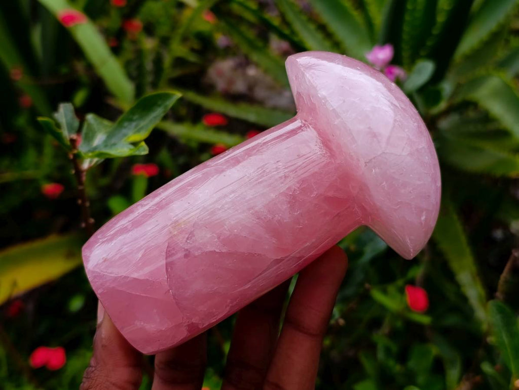 Polished Rose Quartz Mushrooms x 3 From Madagascar - Toprock Gemstones and Minerals 