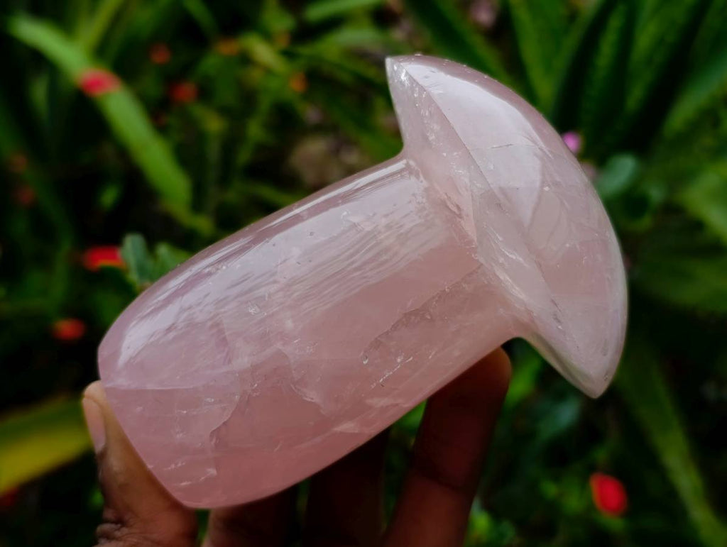 Polished Rose Quartz Mushrooms x 3 From Madagascar - Toprock Gemstones and Minerals 