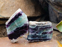 Polished On One Side Watermelon Fluorite Slices x 6 From Uis, Namibia