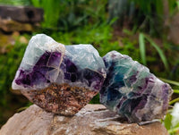 Polished On One Side Watermelon Fluorite Slices x 6 From Uis, Namibia