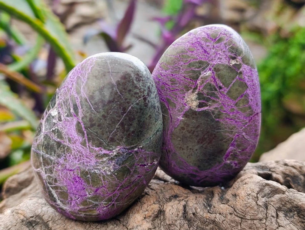 Polished Stichtite Palm Stones x 6 From Barberton, South Africa - Toprock Gemstones and Minerals 