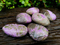 Polished Stichtite Palm Stones x 6 From Barberton, South Africa