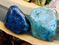 Polished Shattuckite, Malachite and Bornite Free Forms x 4 From Kaokoveld, Namibia