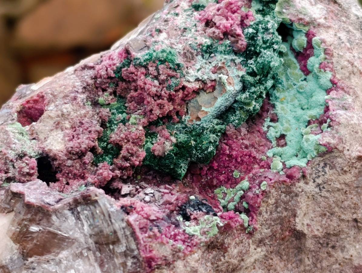 Natural Salrose with Malachite and Heterogenite Specimens x 2 From Kakanda, Congo - Toprock Gemstones and Minerals 