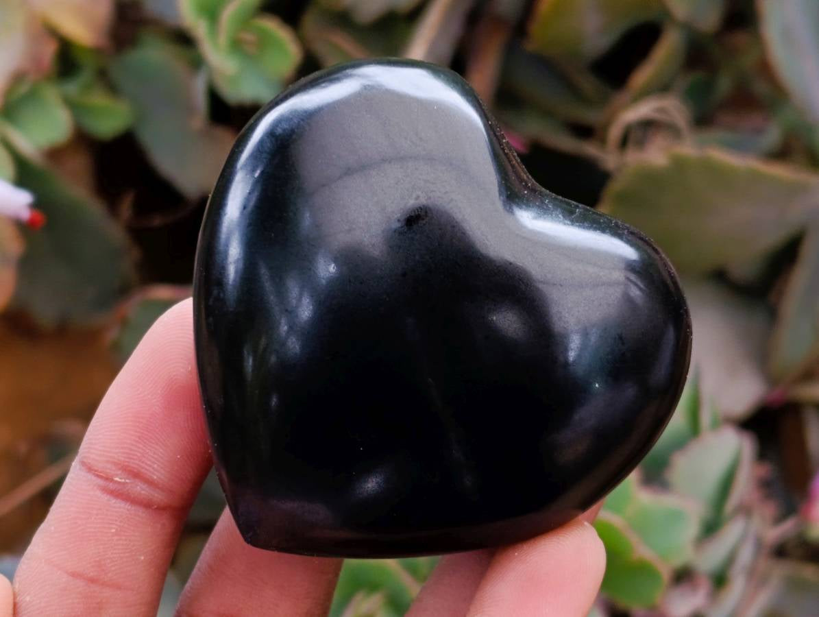 Polished Black Basalt Hearts x 12 From Madagascar - Toprock Gemstones and Minerals 
