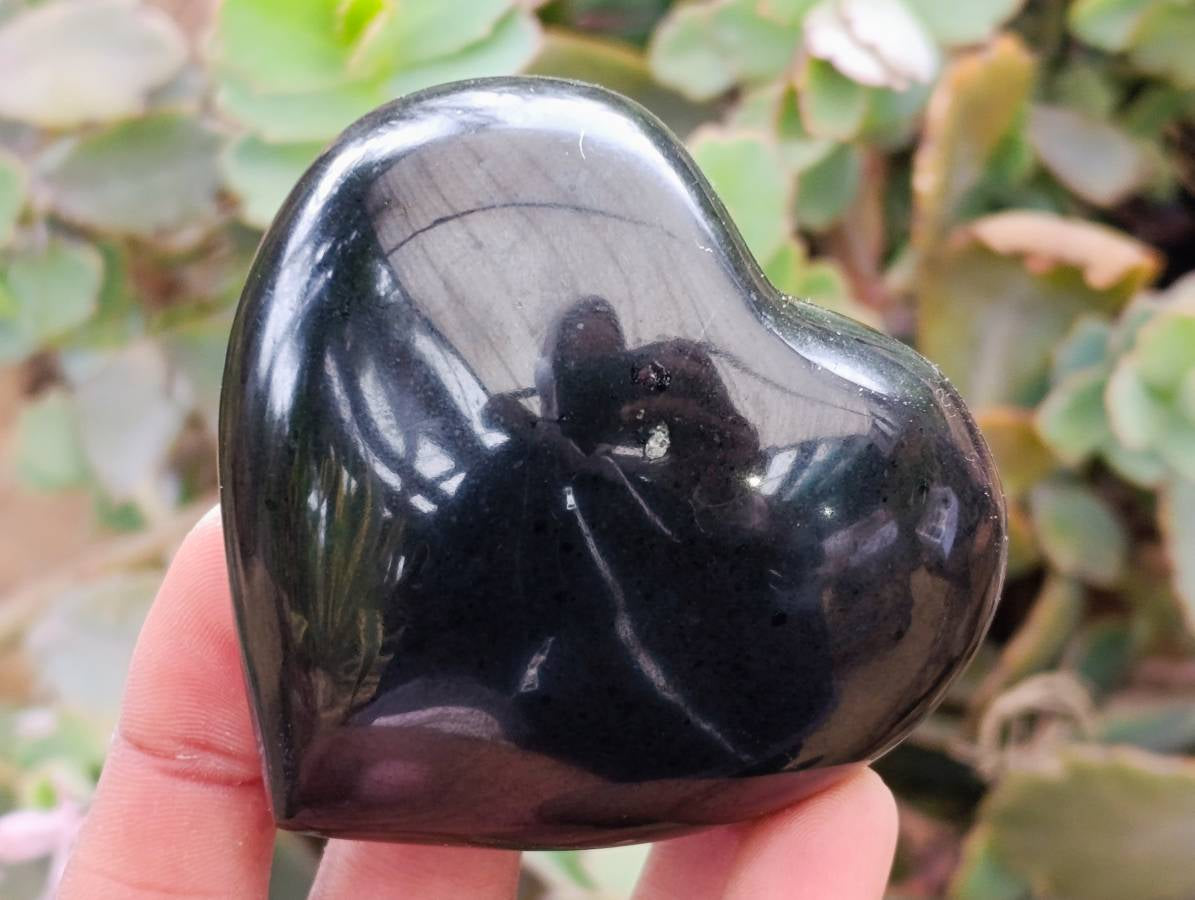 Polished Black Basalt Hearts x 12 From Madagascar - Toprock Gemstones and Minerals 