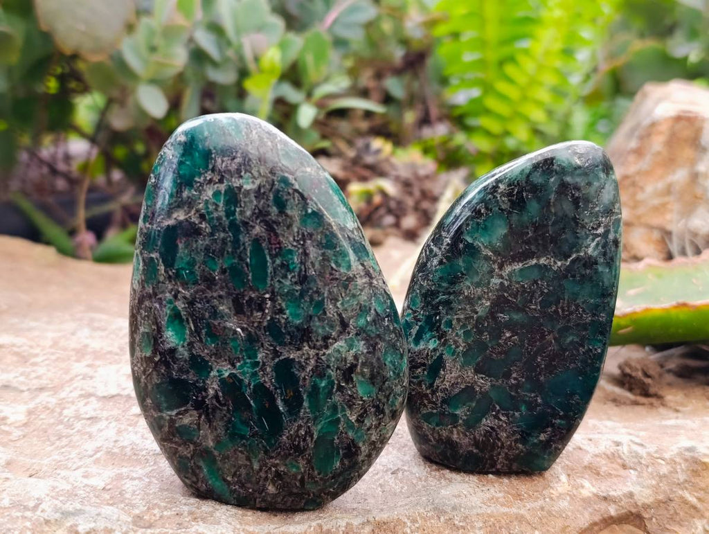 Polished Emerald Mica 'Mutokolite' Standing Free Forms x 6 From Mutoko, Zimbabwe - Toprock Gemstones and Minerals 