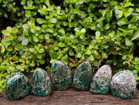 Polished Emerald Mica 'Mutokolite' Standing Free Forms x 6 From Mutoko, Zimbabwe