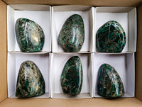 Polished Emerald Mica 'Mutokolite' Standing Free Forms x 6 From Mutoko, Zimbabwe