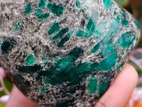 Polished Emerald Mica 'Mutokolite' Standing Free Forms x 6 From Mutoko, Zimbabwe
